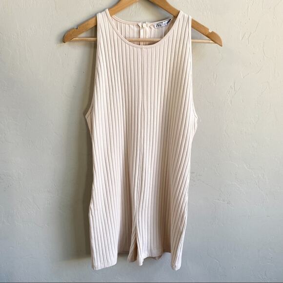 NWT Zara Cream Ribbed Romper - Picture 4 of 7